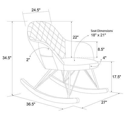 Dahlia Velvet Nursery Rocking Chair In Rose