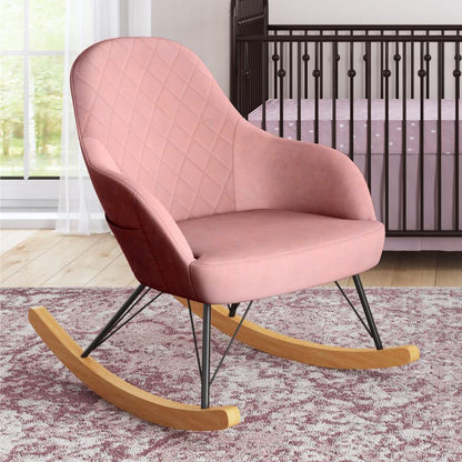 Dahlia Velvet Nursery Rocking Chair In Rose