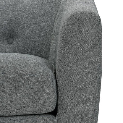 Brie Linen Fabric Bedroom Chair In Grey With Solid Wood Legs