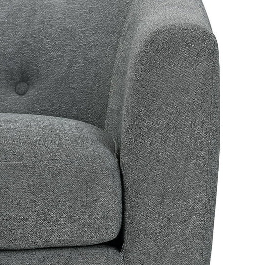 Brie Linen Fabric Bedroom Chair In Grey With Solid Wood Legs