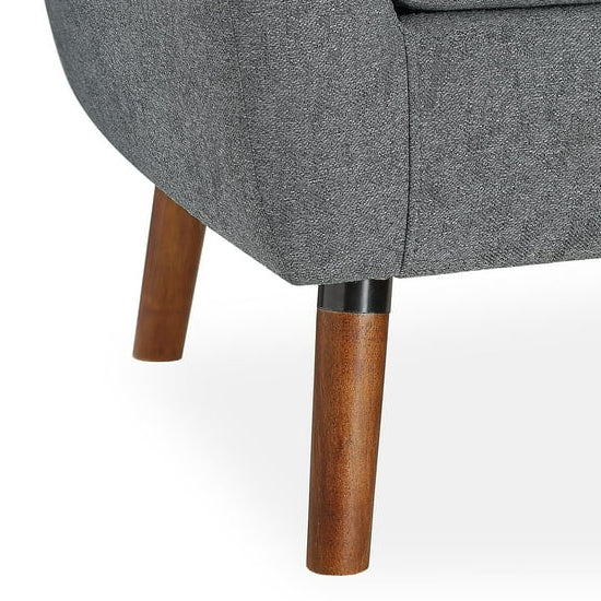 Brie Linen Fabric Bedroom Chair In Grey With Solid Wood Legs