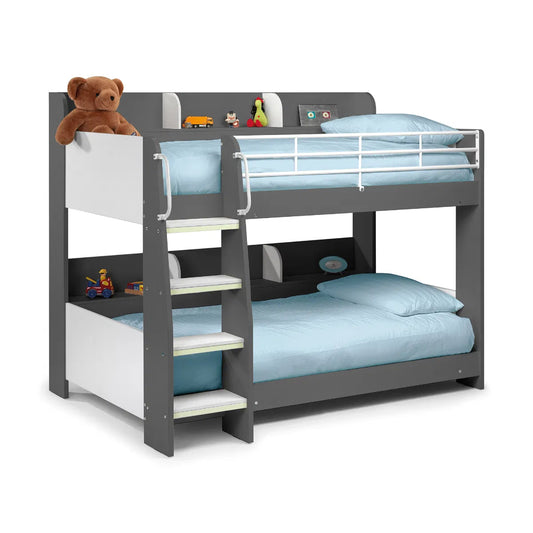 Domino Wooden Bunk Bed In Charcoal And White