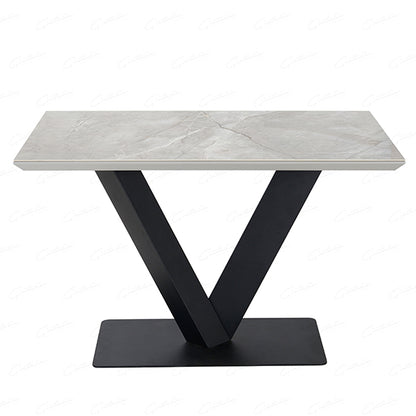 Alessia Rectangular Ceramic Top Dining Table In Grey