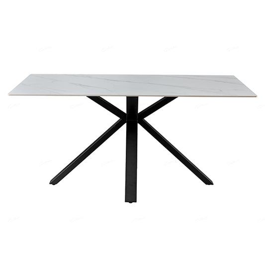 Milana Extending Sintered Stone Dining Table In White With Cross Legs
