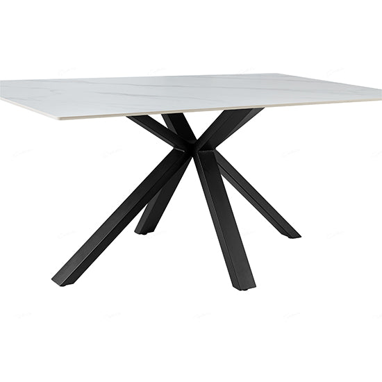 Milana Extending Sintered Stone Dining Table In White With Cross Legs