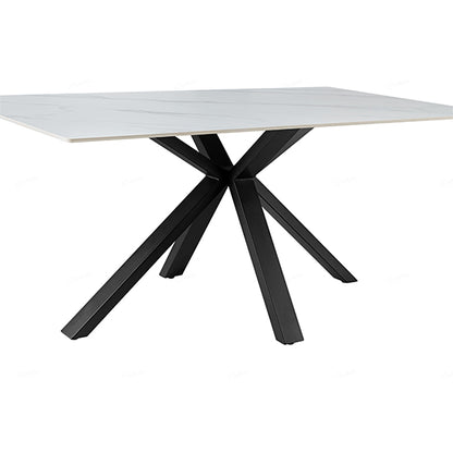 Milana Extending Sintered Stone Dining Table In White With Cross Legs