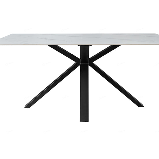Milana Extending Sintered Stone Dining Table In White With Cross Legs