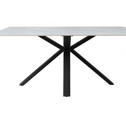Milana Extending Sintered Stone Dining Table In White With Cross Legs