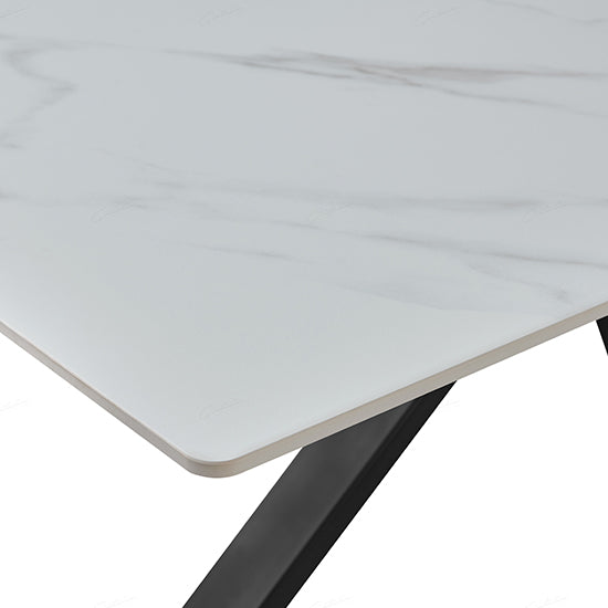 Milana Extending Sintered Stone Dining Table In White With Cross Legs