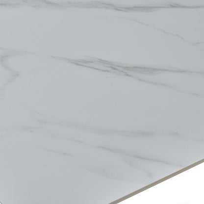 Milana Extending Sintered Stone Dining Table In White With Cross Legs