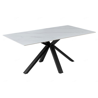 Milana Extending Sintered Stone Dining Table In White With Cross Legs