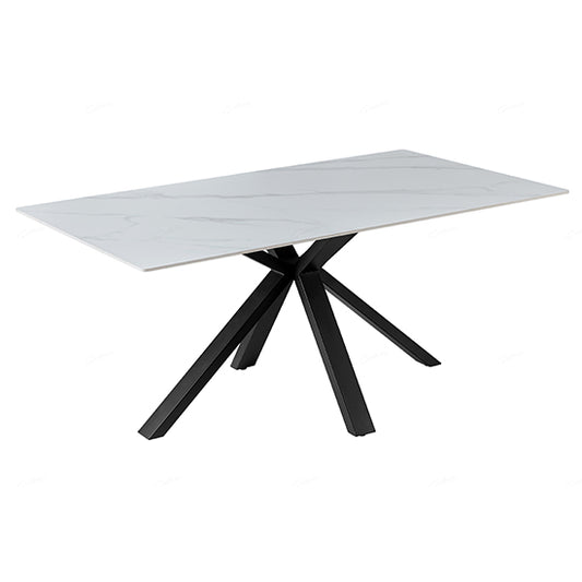 Milana Extending Sintered Stone Dining Table In White With Cross Legs