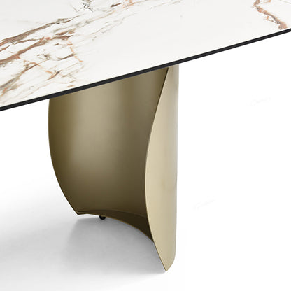 Palazzo Extending Italian Ceramic Dining Table In Matt White And Earth Vein