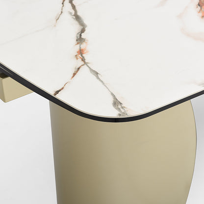 Palazzo Extending Italian Ceramic Dining Table In Matt White And Earth Vein