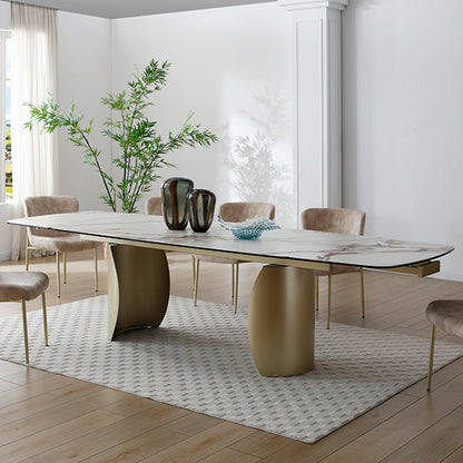 Palazzo Extending Italian Ceramic Dining Table In Matt White And Earth Vein