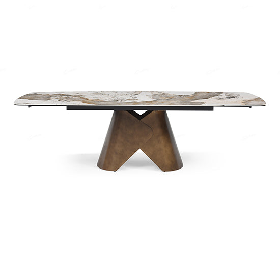 Feretti Extending Pandora Italian Ceramic Dining Table In Matt White