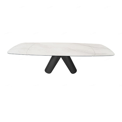 Opulento Extending Ceramic Dining Table In Matt White And Cosmic Grey Vein