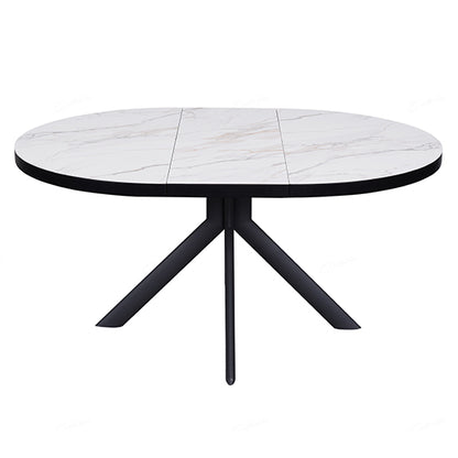 Danello Extending Ceramic Dining Table In White And Sunset Cloud Vein