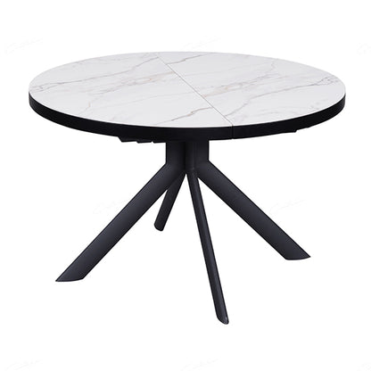 Danello Extending Ceramic Dining Table In White And Sunset Cloud Vein