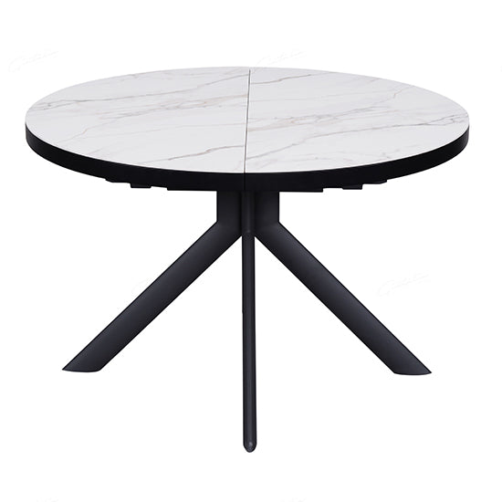 Danello Extending Ceramic Dining Table In White And Sunset Cloud Vein