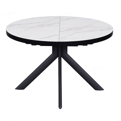 Danello Extending Ceramic Dining Table In White And Sunset Cloud Vein