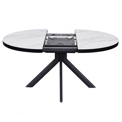 Danello Extending Ceramic Dining Table In White And Sunset Cloud Vein