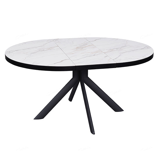 Danello Extending Ceramic Dining Table In White And Sunset Cloud Vein