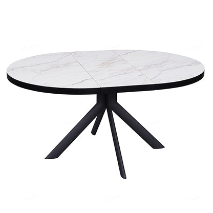 Danello Extending Ceramic Dining Table In White And Sunset Cloud Vein
