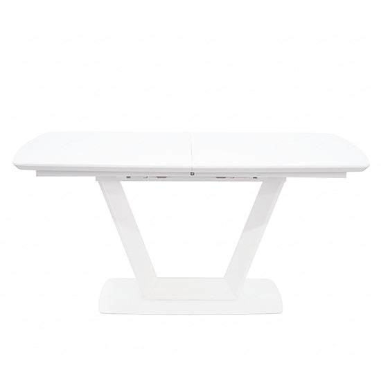 Logato Small Glass Top Extending Dining Table In Matt White