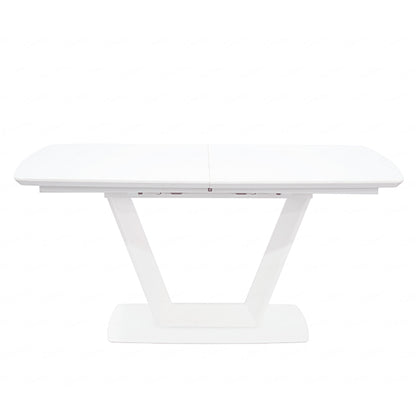 Logato Small Glass Top Extending Dining Table In Matt White