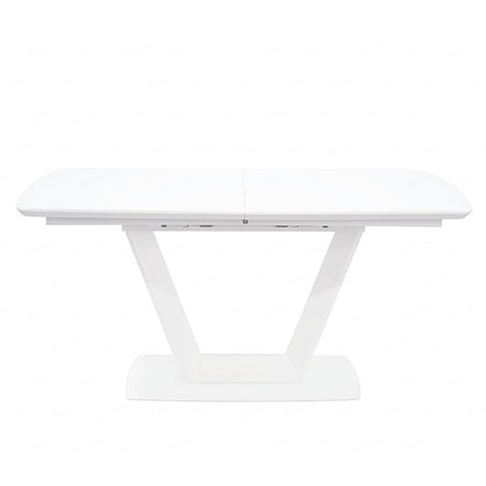 Logato Small Glass Top Extending Dining Table In Matt White