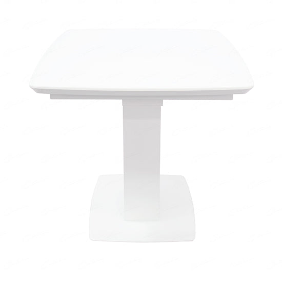 Logato Small Glass Top Extending Dining Table In Matt White