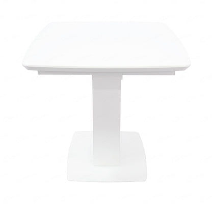 Logato Small Glass Top Extending Dining Table In Matt White