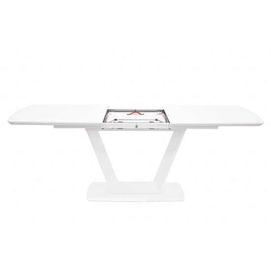 Logato Small Glass Top Extending Dining Table In Matt White