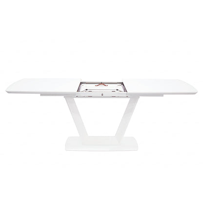 Logato Small Glass Top Extending Dining Table In Matt White