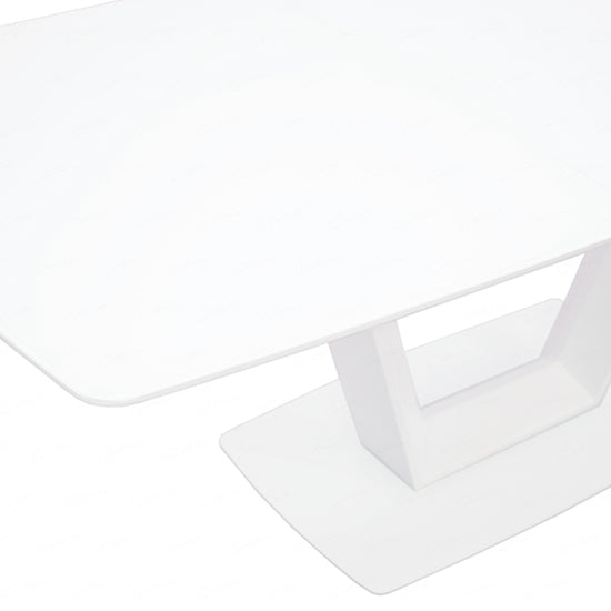 Logato Small Glass Top Extending Dining Table In Matt White