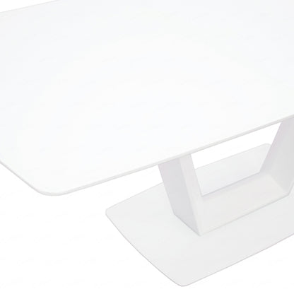 Logato Small Glass Top Extending Dining Table In Matt White