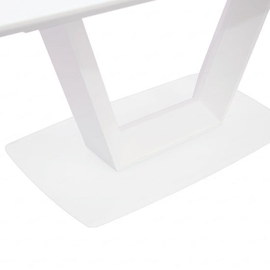 Logato Small Glass Top Extending Dining Table In Matt White