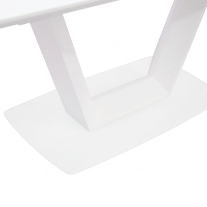 Logato Small Glass Top Extending Dining Table In Matt White