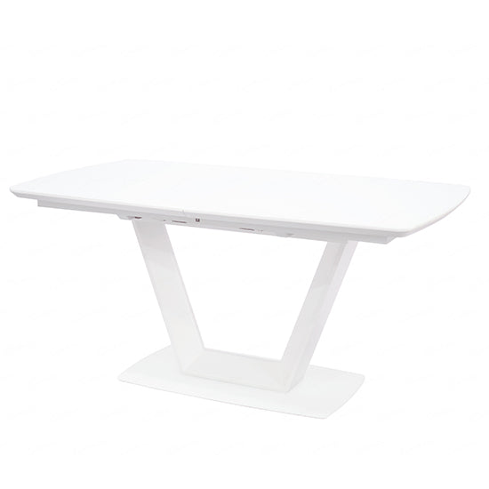 Logato Small Glass Top Extending Dining Table In Matt White