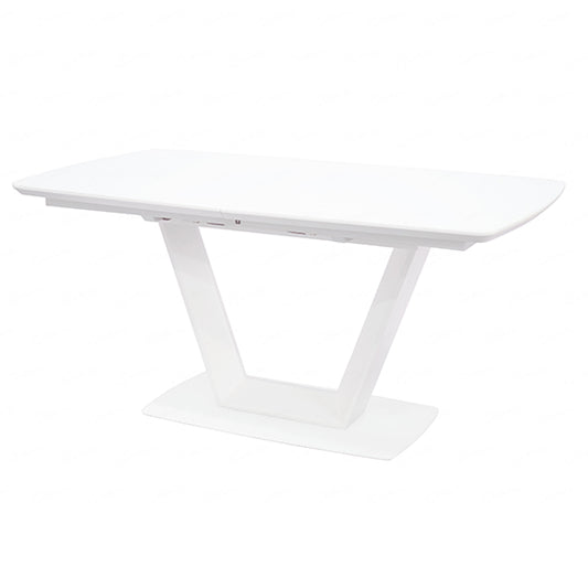 Logato Large Glass Top Extending Dining Table In Matt White