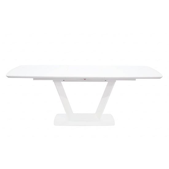 Logato Large Glass Top Extending Dining Table In Matt White