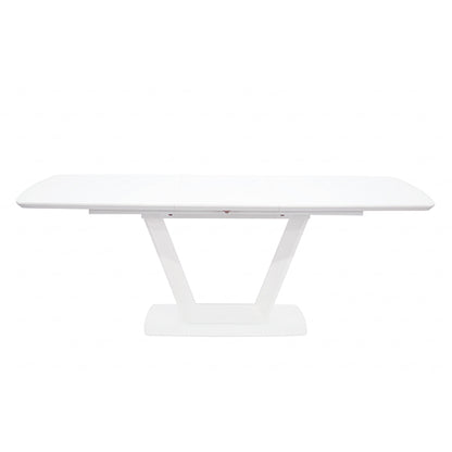 Logato Large Glass Top Extending Dining Table In Matt White