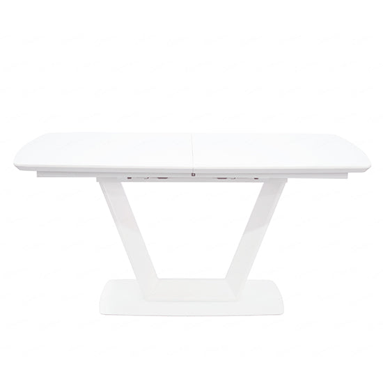 Logato Large Glass Top Extending Dining Table In Matt White