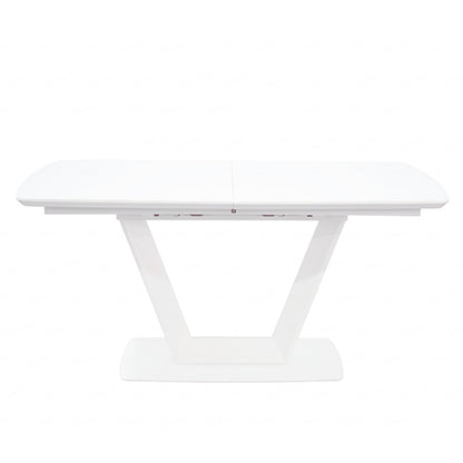 Logato Large Glass Top Extending Dining Table In Matt White