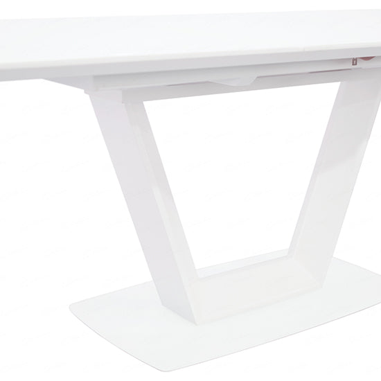 Logato Large Glass Top Extending Dining Table In Matt White