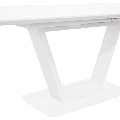 Logato Large Glass Top Extending Dining Table In Matt White