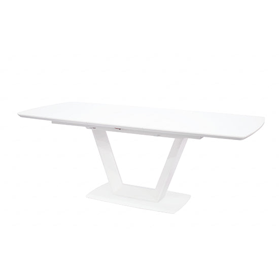 Logato Large Glass Top Extending Dining Table In Matt White