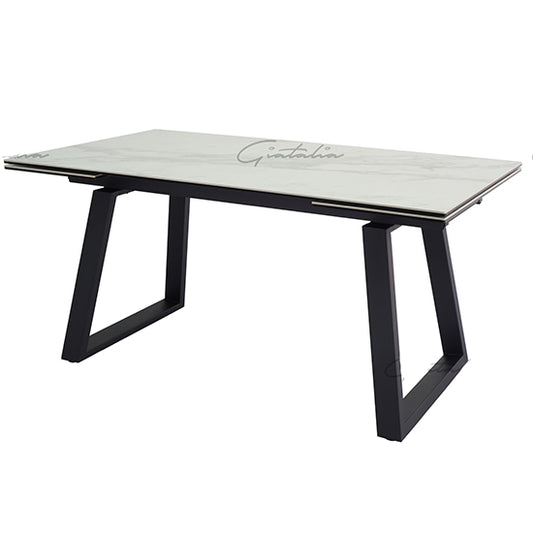 Dante Extending Ceramic Dining Table In White High Gloss