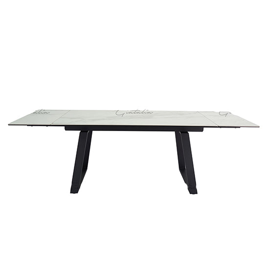 Dante Extending Ceramic Dining Table In White High Gloss